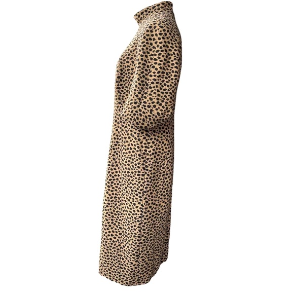 Akris Wool Sheath Midi Dress Women's Size 12 Leopard Print Silk Lined Luxurious - Picture 2 of 16